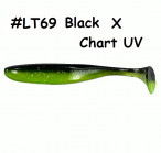 KEITECH Easy Shiner 4" #LT69 Black X Chart UV  (7 pcs) silikona mānekļi