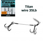 JIG.LV TITANIUM 2X STINGER L , wire ~9cm , BKK Fangs treble hook #1x2, (1 gab.)