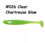 KEITECH Easy Shiner 4" #026 Clear Chartreuse Glow (7 gab.) silikona mānekļi