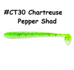 KEITECH Swing Impact 4" #CT30 Chartreuse Pepper Shad (8 gab.) silikona mānekļi