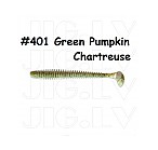 KEITECH Swing Impact 3.5" #401 Green Pumpkin Chartreuse (8 gab.) silikona mānekļi