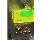 Package of 4g tungsten ball x 5, gold, with weight marking, tungsten jigheads-"cheburashka"