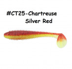 KEITECH Swing Impact Fat 4.8" #CT25 Chartreuse Silver Red (5 gab.) silikona mānekļi
