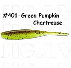 KEITECH Shad Impact 5" #401 Green Pumpkin Chartreuse (6 gab.) silikona mānekļi