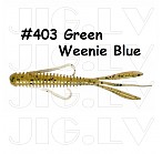 KEITECH Hog Impact 3" #403 Green Weenie Blue (12 gab.) silikona mānekļi