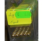 Package of 2g tungsten ball x 5, gold, with weight marking, tungsten jigheads-"cheburashka"