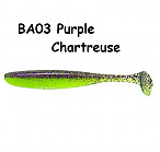 KEITECH Easy Shiner 3.5" #BA03 Purple Chartreuse (7 gab.) silikona mānekļi